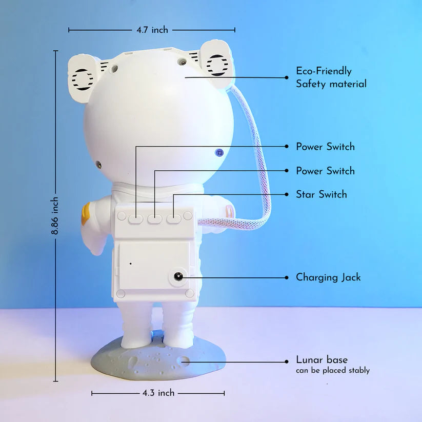 Astronaut Galaxy Projector - 360 Magnetic Head Rotation, Remote Control